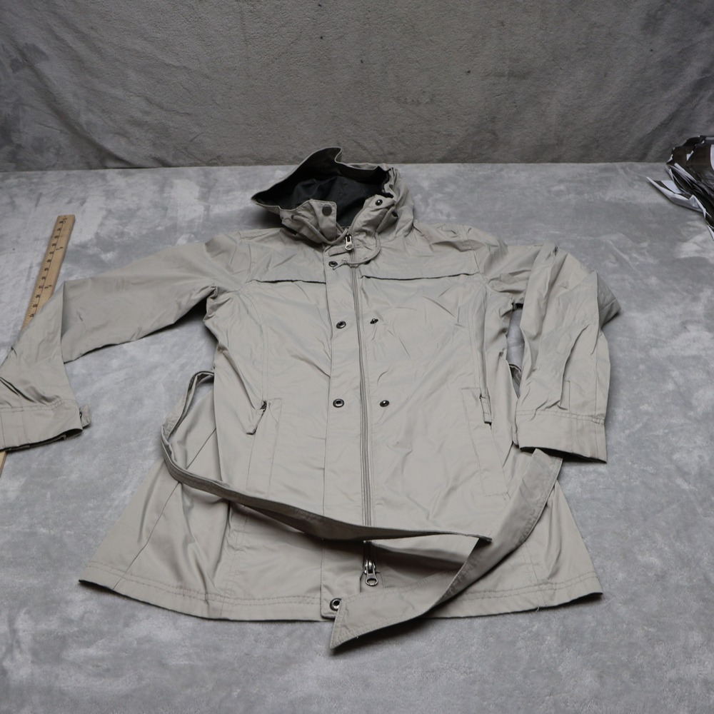 Columbia Jacket Womens Small Gray Wind Rain Belted Light Utility Trench Coat